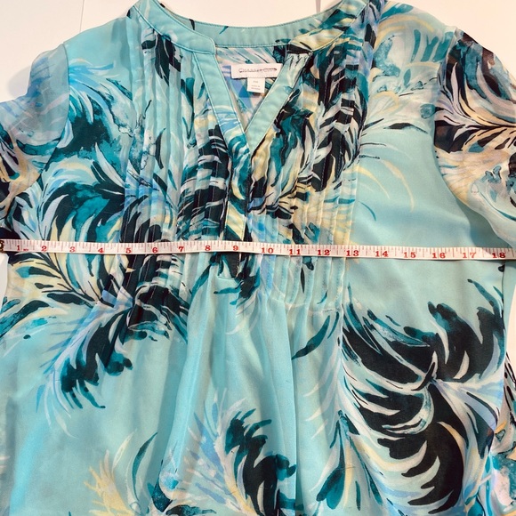 Charter Club- Mint Green printed blouse. Long sleeves. Size PM. Front lining. - Picture 3 of 7